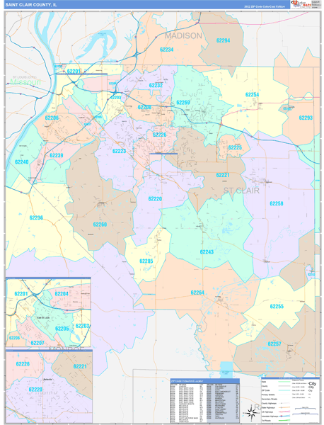 St. Clair County, IL Zip Code Map